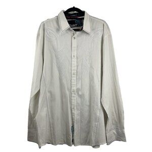 Roar Signature Button-Up White Shirt w/ Embroidered Slash Designs Mens Size XXL